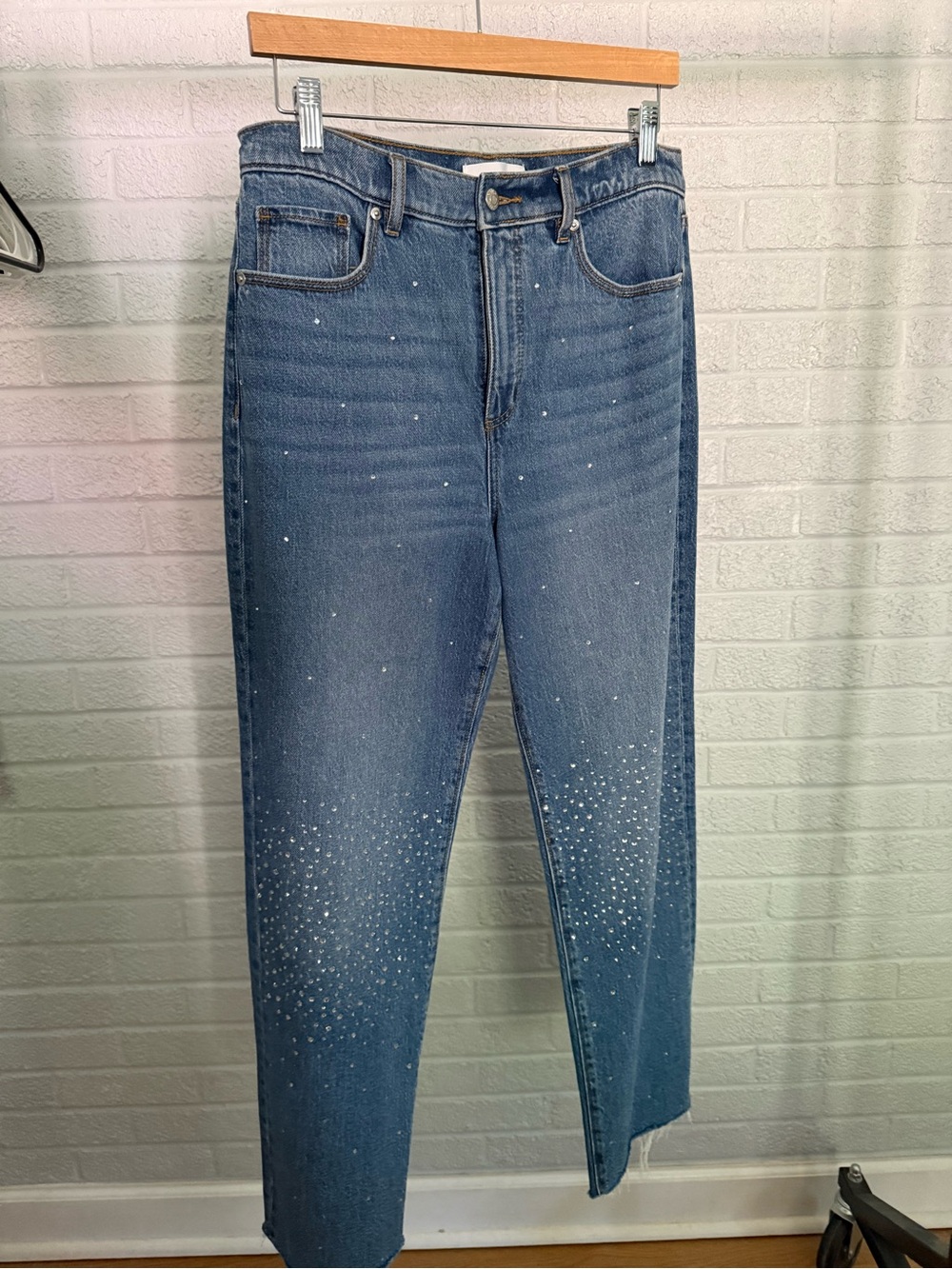 LOFT Women’s Blue Denim Jeans with Crystal Accent
